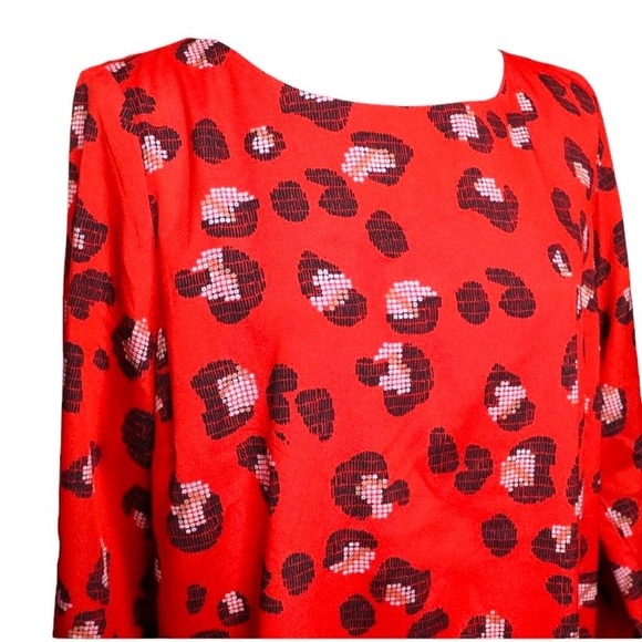 THE LIMITED Red Animal Print 3/4 Sleeve Shift Dress size L - Picture 5 of 14